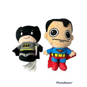 Vintage Hallmark Itty Bitty Batman & Superman Plush Zippered Coin Pouch Set of 2